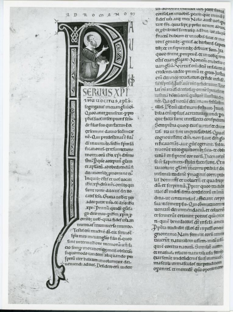 Marco di Berlinghiero , Iniziale P, Iniziale abitata, Motivi decorativi geometrici e vegetali, Intreccio, San Paolo