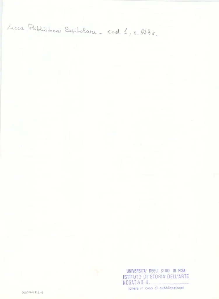 Università di Pisa. Dipartimento di Storia delle Arti , Marco di Berlinghiero - sec. XIII, metà - Lucca, Biblioteca Capitolare Feliniana, Ms. 1, f. 244v, particolare , retro