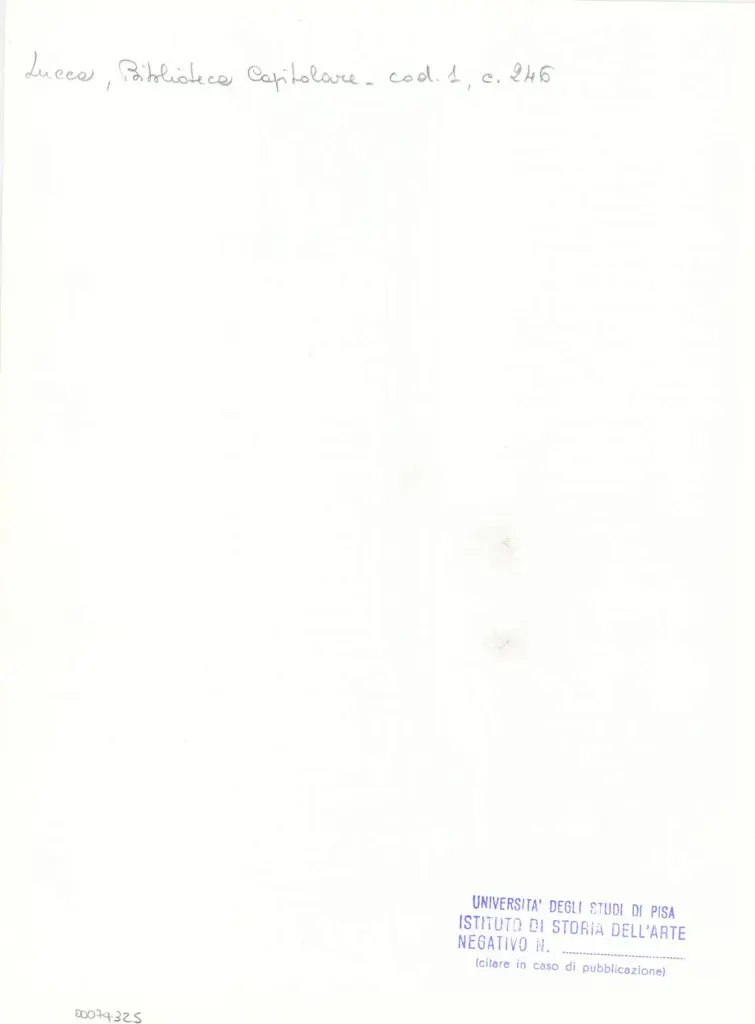 Università di Pisa. Dipartimento di Storia delle Arti , Marco di Berlinghiero - sec. XIII, metà - Lucca, Biblioteca Capitolare Feliniana, Ms. 1, f. 248r, intero , retro