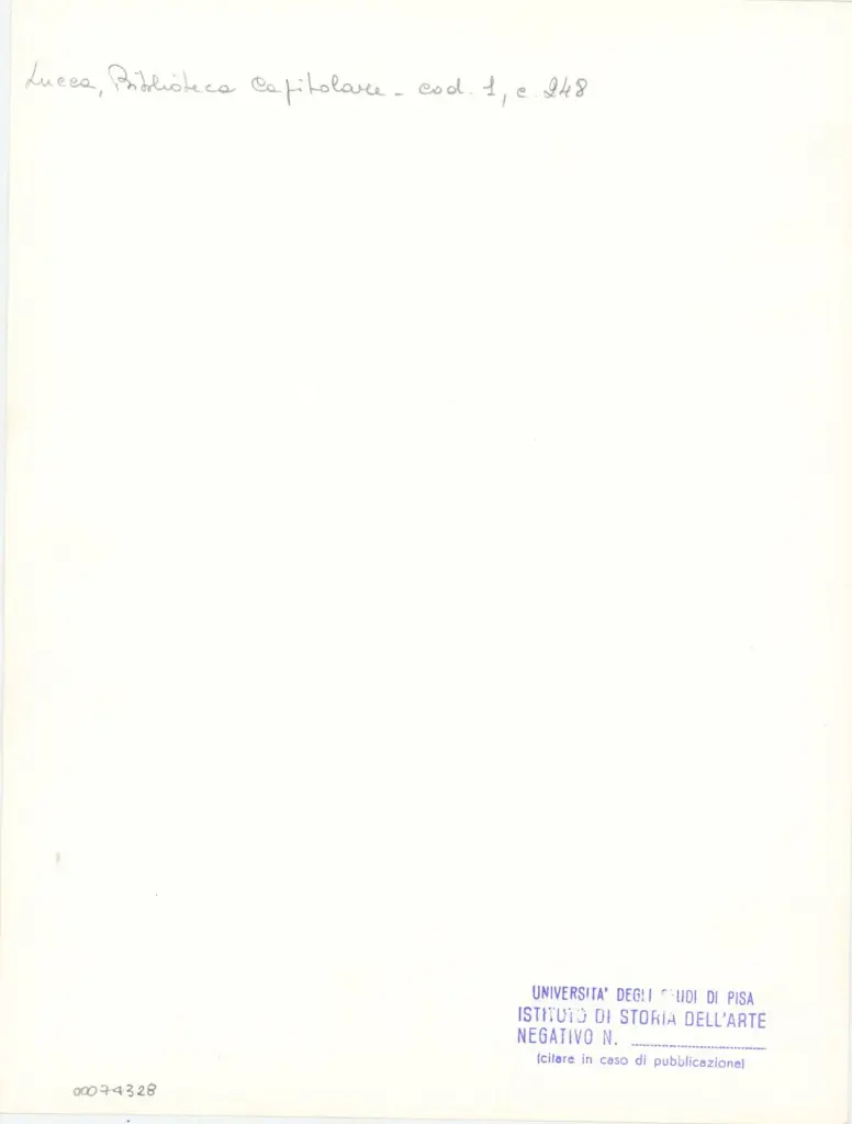 Universit&agrave; di Pisa. Dipartimento di Storia delle Arti , Marco di Berlinghiero - sec. XIII, met&agrave; - Lucca, Biblioteca Capitolare Feliniana, Ms. 1, f. 250r, particolare , retro