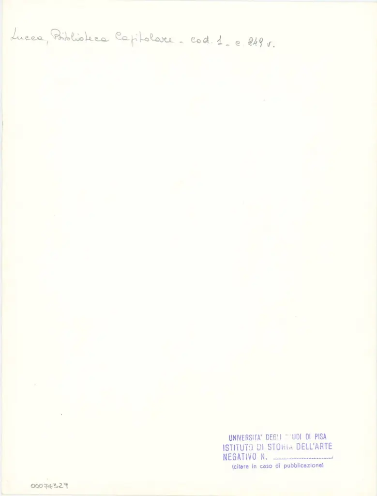 Universit&agrave; di Pisa. Dipartimento di Storia delle Arti , Marco di Berlinghiero - sec. XIII, met&agrave; - Lucca, Biblioteca Capitolare Feliniana, Ms. 1, f. 251v, particolare , retro