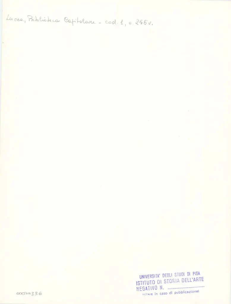 Università di Pisa. Dipartimento di Storia delle Arti , Marco di Berlinghiero - sec. XIII, metà - Lucca, Biblioteca Capitolare Feliniana, Ms. 1, f. 258v, particolare , retro