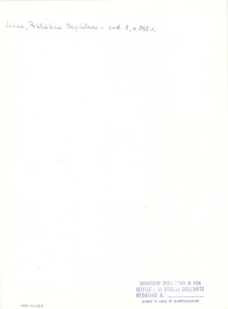 Università di Pisa. Dipartimento di Storia delle Arti , Marco di Berlinghiero - sec. XIII, metà - Lucca, Biblioteca Capitolare Feliniana, Ms. 1, f. 260v, intero , retro