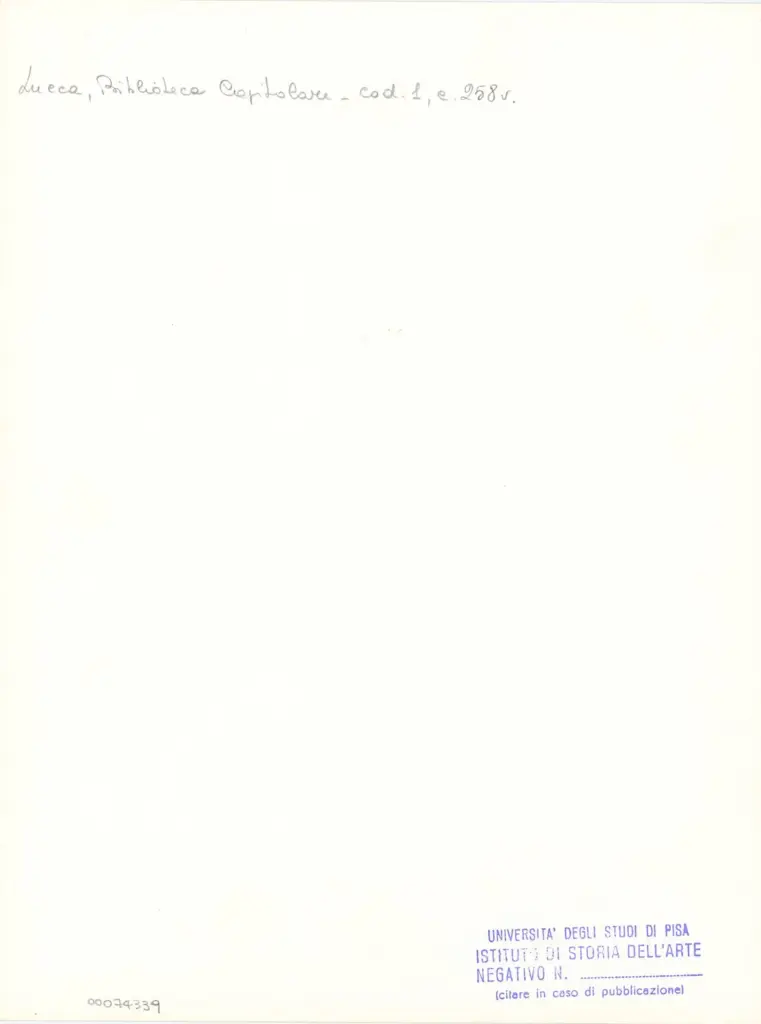 Università di Pisa. Dipartimento di Storia delle Arti , Marco di Berlinghiero - sec. XIII, metà - Lucca, Biblioteca Capitolare Feliniana, Ms. 1, f. 260v, particolare , retro