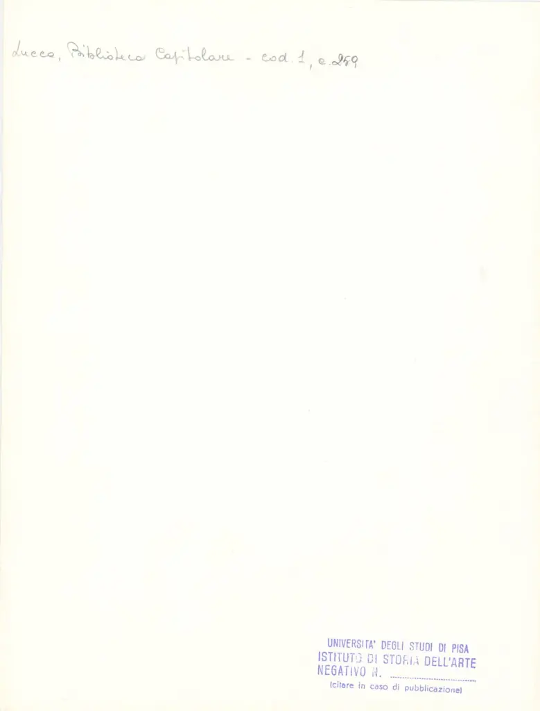 Università di Pisa. Dipartimento di Storia delle Arti , Marco di Berlinghiero - sec. XIII, metà - Lucca, Biblioteca Capitolare Feliniana, Ms. 1, f. 261r, particolare , retro