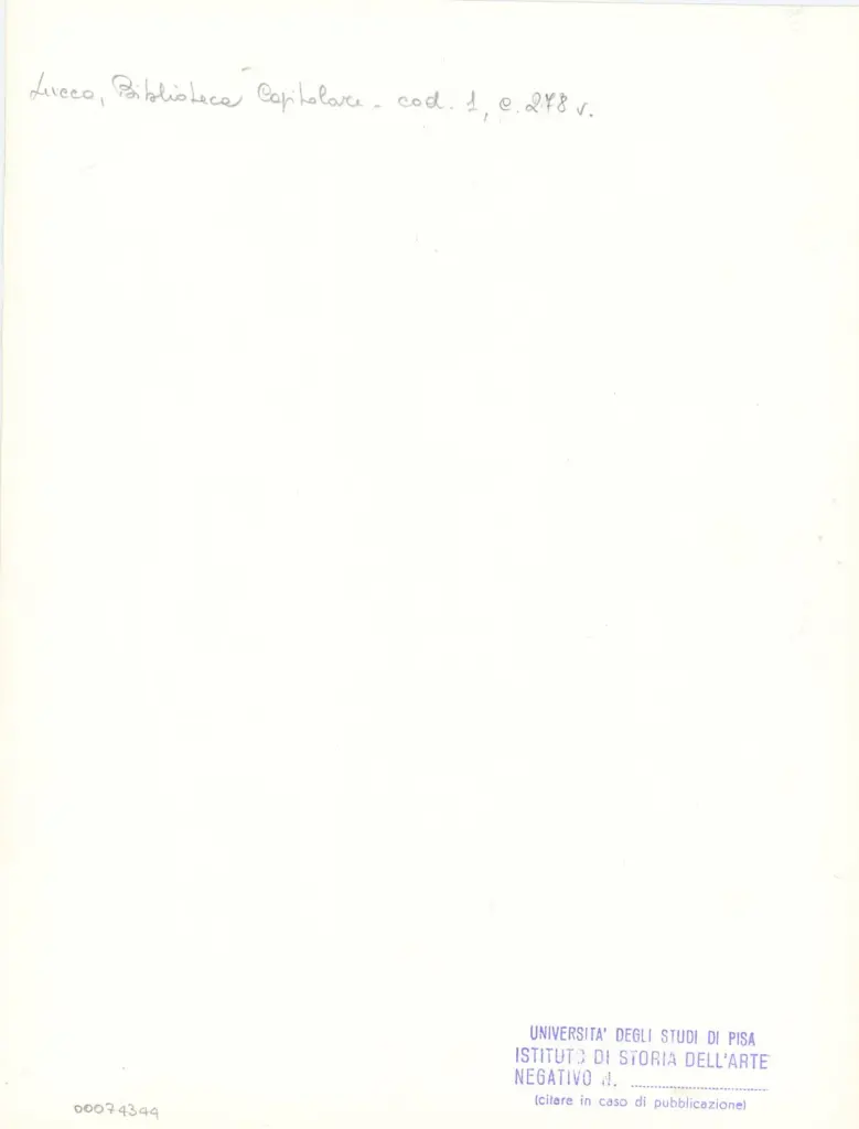 Universit&agrave; di Pisa. Dipartimento di Storia delle Arti , Marco di Berlinghiero - sec. XIII, met&agrave; - Lucca, Biblioteca Capitolare Feliniana, Ms. 1, f. 280v, particolare , retro