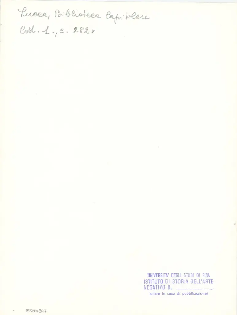 Universit&agrave; di Pisa. Dipartimento di Storia delle Arti , Marco di Berlinghiero - sec. XIII, met&agrave; - Lucca, Biblioteca Capitolare Feliniana, Ms. 1, f. 284v, particolare , retro