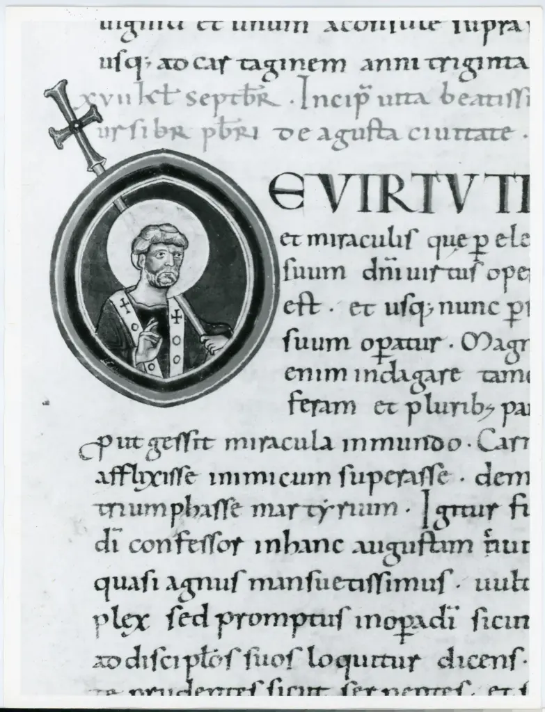 Universit&agrave; di Pisa. Dipartimento di Storia delle Arti , Anonimo italiano - sec. XI, ultimo quarto - Lucca, Biblioteca Capitolare Feliniana, Ms. Passionario C, f. 69r, particolare , fronte