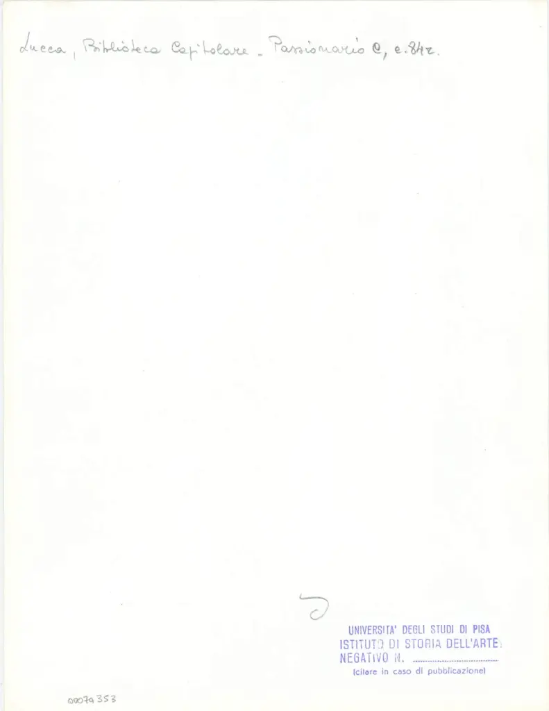 Università di Pisa. Dipartimento di Storia delle Arti , Anonimo italiano - sec. XI, ultimo quarto - Lucca, Biblioteca Capitolare Feliniana, Ms. Passionario C, f. 70r, particolare , retro