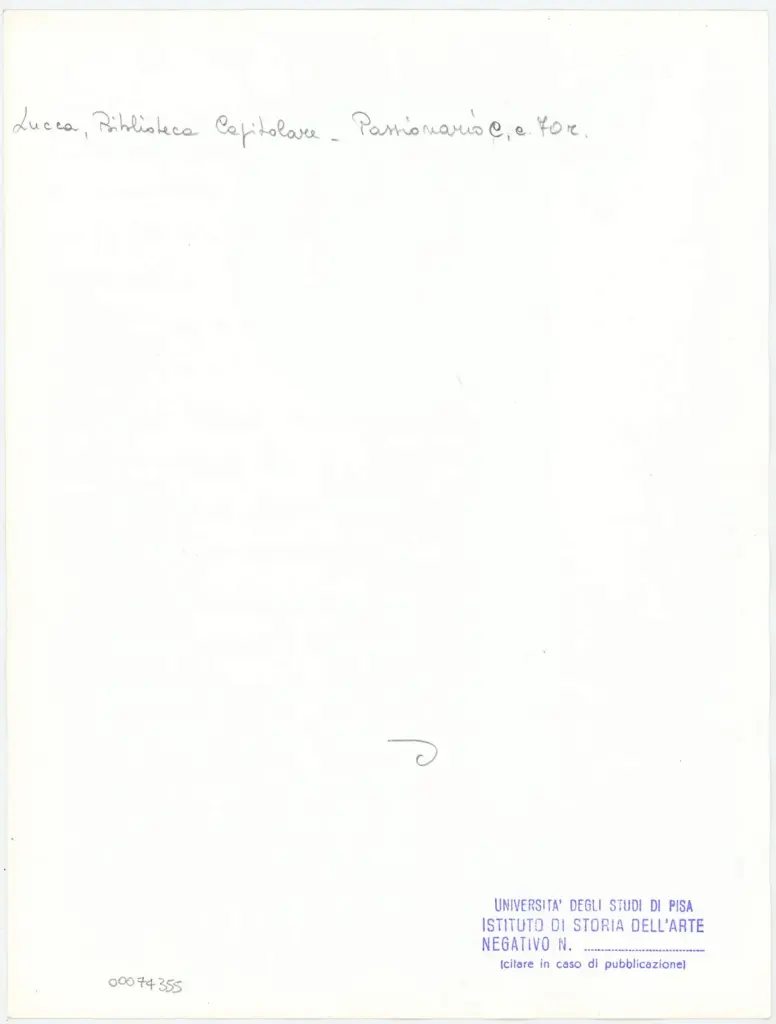 Universit&agrave; di Pisa. Dipartimento di Storia delle Arti , Anonimo italiano - sec. XI, ultimo quarto - Lucca, Biblioteca Capitolare Feliniana, Ms. Passionario C, f. 56r, particolare , retro