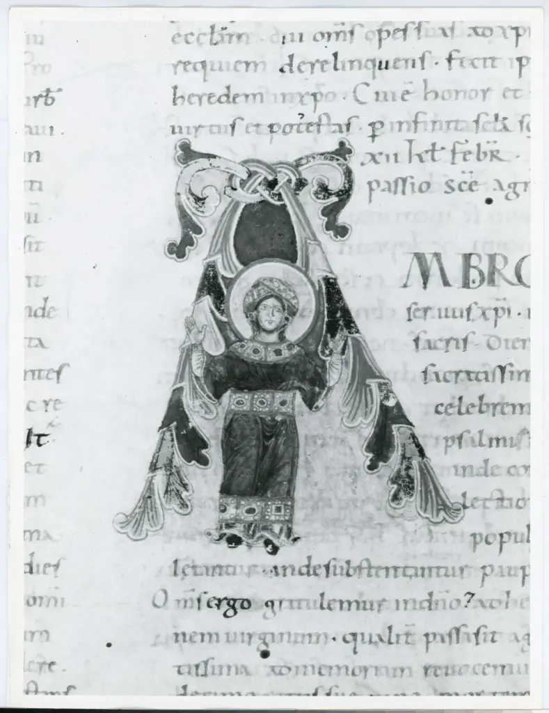 Università di Pisa. Dipartimento di Storia delle Arti , Anonimo italiano - sec. XI, ultimo quarto - Lucca, Biblioteca Capitolare Feliniana, Ms. Passionario C, f. 51v, particolare , fronte