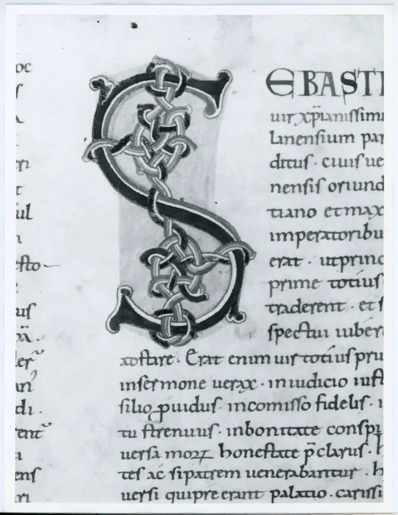 Università di Pisa. Dipartimento di Storia delle Arti , Anonimo italiano - sec. XI, ultimo quarto - Lucca, Biblioteca Capitolare Feliniana, Ms. Passionario C, f. 43r, particolare , fronte