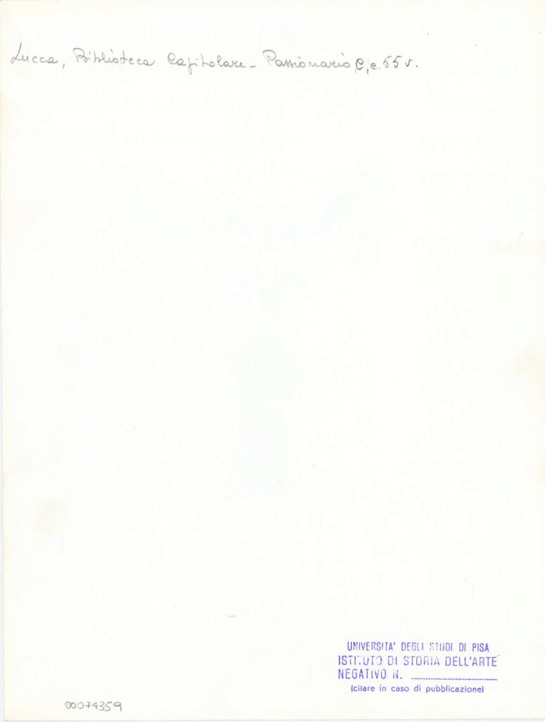 Università di Pisa. Dipartimento di Storia delle Arti , Anonimo italiano - sec. XI, ultimo quarto - Lucca, Biblioteca Capitolare Feliniana, Ms. Passionario C, f. 41v, particolare , retro