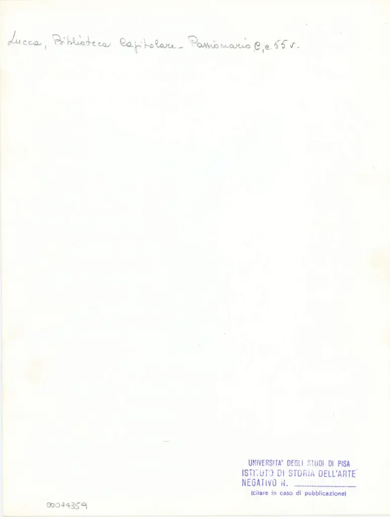Universit&agrave; di Pisa. Dipartimento di Storia delle Arti , Anonimo italiano - sec. XI, ultimo quarto - Lucca, Biblioteca Capitolare Feliniana, Ms. Passionario C, f. 41v, particolare , retro