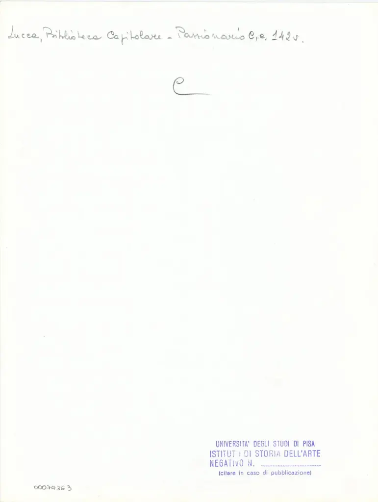 Universit&agrave; di Pisa. Dipartimento di Storia delle Arti , Anonimo italiano - sec. XI, ultimo quarto - Lucca, Biblioteca Capitolare Feliniana, Ms. Passionario C, f. 128v, particolare , retro
