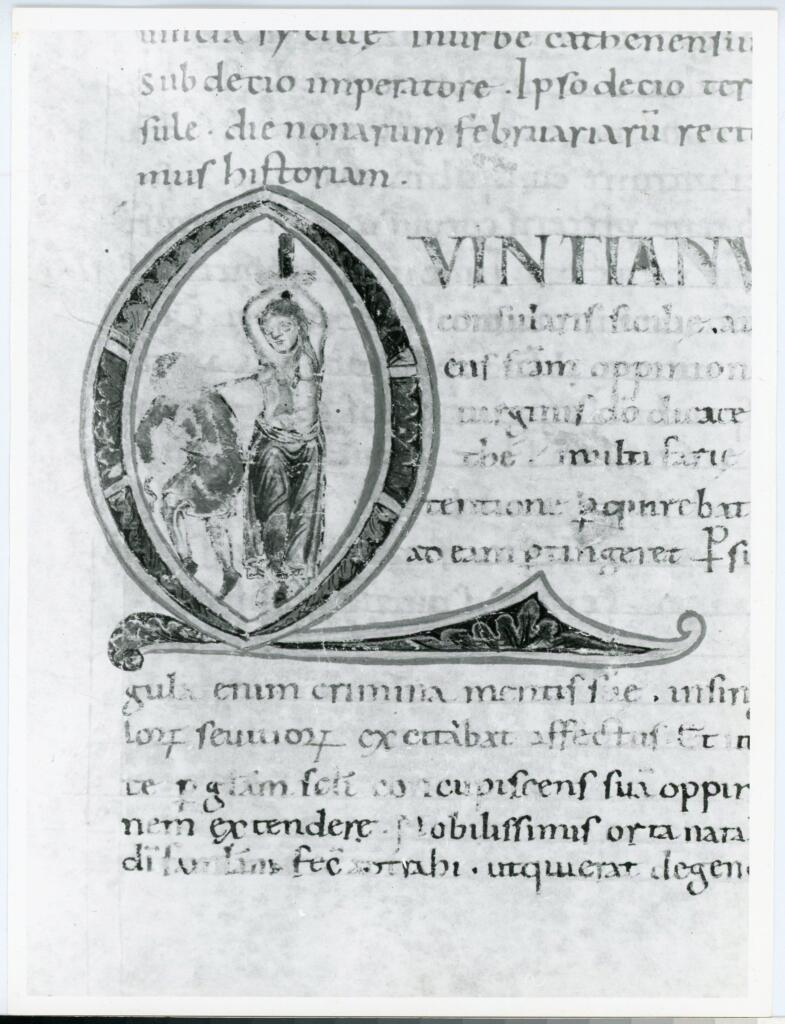 Università di Pisa. Dipartimento di Storia delle Arti , Anonimo italiano - sec. XI, ultimo quarto - Lucca, Biblioteca Capitolare Feliniana, Ms. Passionario C, f. 76r, particolare , fronte