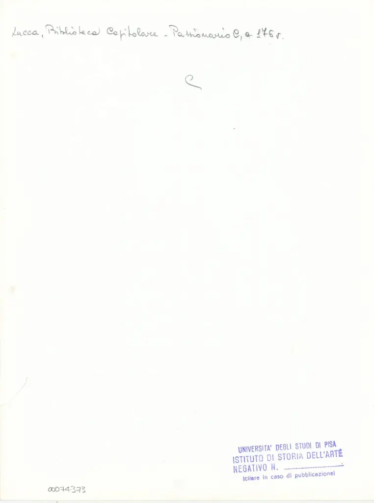 Universit&agrave; di Pisa. Dipartimento di Storia delle Arti , Anonimo italiano - sec. XI, ultimo quarto - Lucca, Biblioteca Capitolare Feliniana, Ms. Passionario C, f. 161v, particolare , retro