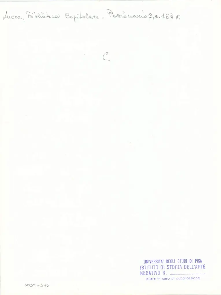 Universit&agrave; di Pisa. Dipartimento di Storia delle Arti , Anonimo italiano - sec. XI, ultimo quarto - Lucca, Biblioteca Capitolare Feliniana, Ms. Passionario C, f. 149v, particolar , retro