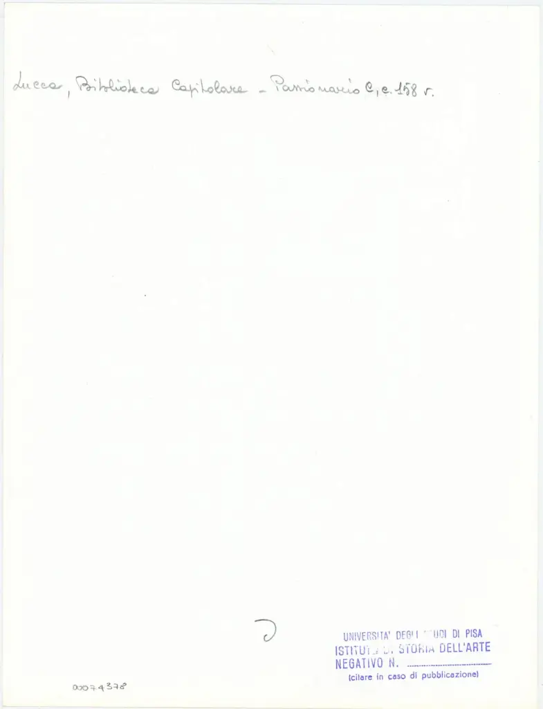 Università di Pisa. Dipartimento di Storia delle Arti , Anonimo italiano - sec. XI, ultimo quarto - Lucca, Biblioteca Capitolare Feliniana, Ms. Passionario C, f. 144v, particolare , retro