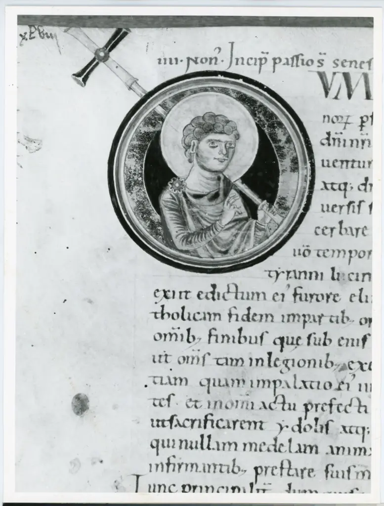 Anonimo italiano sec. XI , Iniziale D, Iniziale abitata, Santo martire