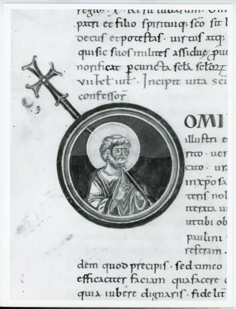 Universit&agrave; di Pisa. Dipartimento di Storia delle Arti , Anonimo italiano - sec. XI, ultimo quarto - Lucca, Biblioteca Capitolare Feliniana, Ms. Passionario C, f. 179v, particolare , fronte