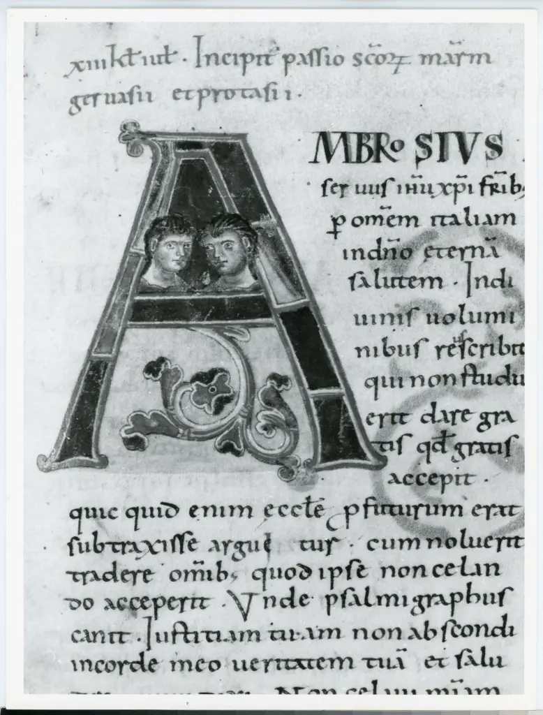 Universit&agrave; di Pisa. Dipartimento di Storia delle Arti , Anonimo italiano - sec. XI, ultimo quarto - Lucca, Biblioteca Capitolare Feliniana, Ms. Passionario C, f. 176r, particolare , fronte