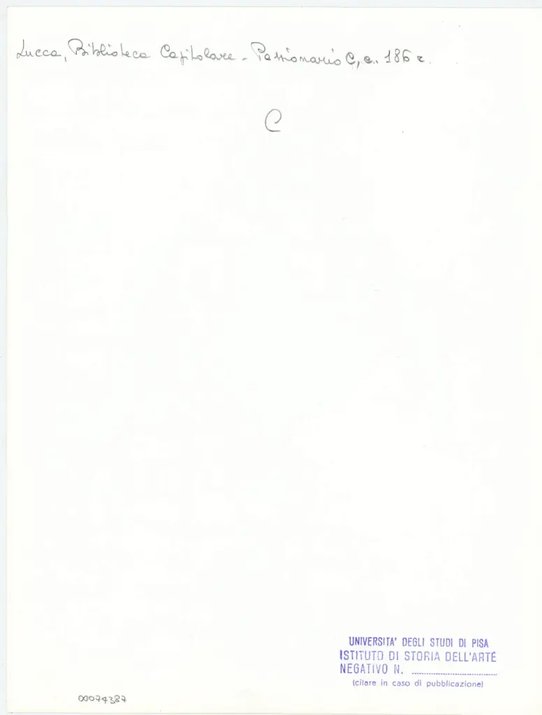 Universit&agrave; di Pisa. Dipartimento di Storia delle Arti , Anonimo italiano - sec. XI, ultimo quarto - Lucca, Biblioteca Capitolare Feliniana, Ms. Passionario C, f. 172r , retro