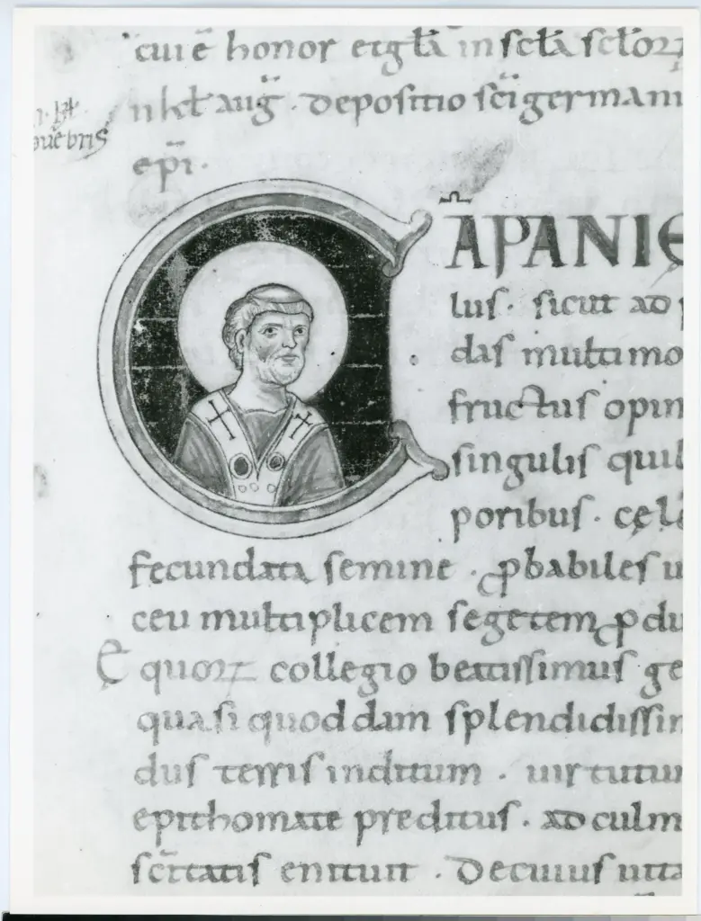 Università di Pisa. Dipartimento di Storia delle Arti , Anonimo italiano - sec. XI, ultimo quarto - Lucca, Biblioteca Capitolare Feliniana, Ms. Passionario C, f. 220r, particolare , fronte