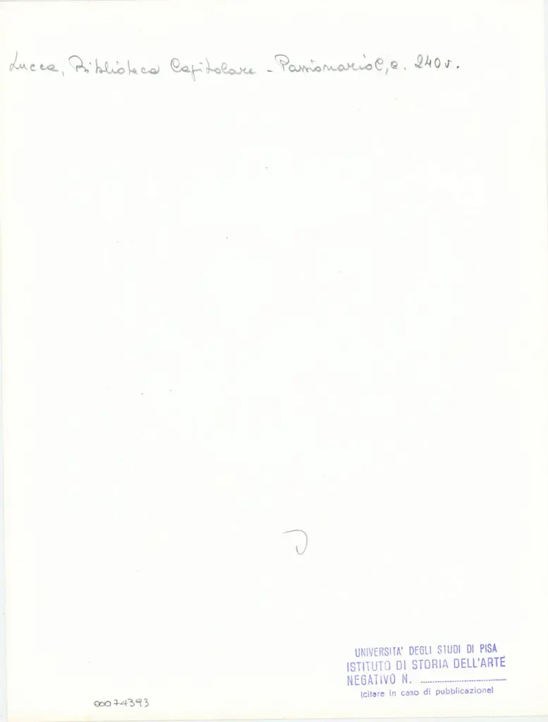 Universit&agrave; di Pisa. Dipartimento di Storia delle Arti , Anonimo italiano - sec. XI, ultimo quarto - Lucca, Biblioteca Capitolare Feliniana, Ms. Passionario C, f. 218v, particolare , retro