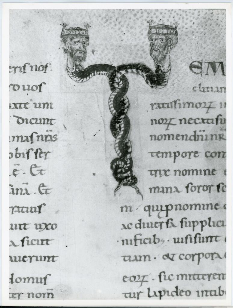 Università di Pisa. Dipartimento di Storia delle Arti , Anonimo italiano - sec. XI, ultimo quarto - Lucca, Biblioteca Capitolare Feliniana, Ms. Passionario C, f. 218r, particolare , fronte