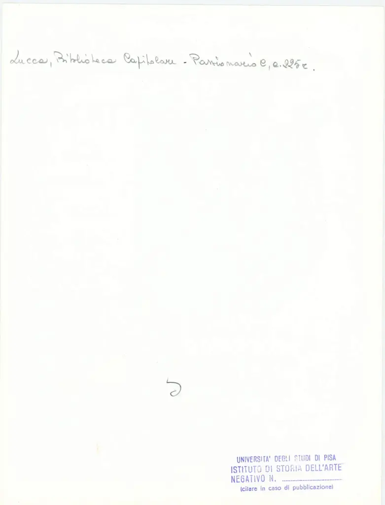 Università di Pisa. Dipartimento di Storia delle Arti , Anonimo italiano - sec. XI, ultimo quarto - Lucca, Biblioteca Capitolare Feliniana, Ms. Passionario C, f. 211r, particolare , retro