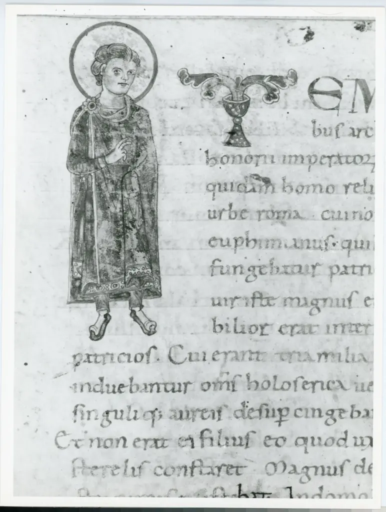 Universit&agrave; di Pisa. Dipartimento di Storia delle Arti , Anonimo italiano - sec. XI, ultimo quarto - Lucca, Biblioteca Capitolare Feliniana, Ms. Passionario C, f. 209r, particolare , fronte