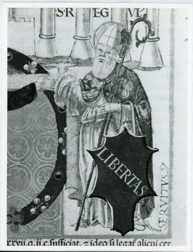 Universit&agrave; di Pisa. Dipartimento di Storia delle Arti , Anonimo italiano - post 1477 - Lucca, Biblioteca Capitolare Feliniana, Ms. 157, f. 2r, particolare , fronte