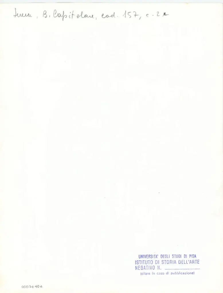 Universit&agrave; di Pisa. Dipartimento di Storia delle Arti , Anonimo italiano - post 1477 - Lucca, Biblioteca Capitolare Feliniana, Ms. 157, f. 2r, particolare , retro