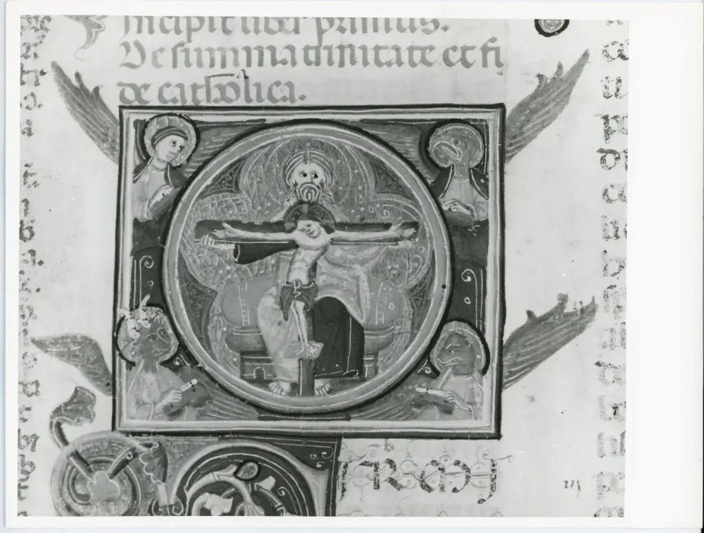 Universit&agrave; di Pisa. Dipartimento di Storia delle Arti , Anonimo italiano - sec. XIV, primo quarto - Lucca, Biblioteca Capitolare Feliniana, Ms. 138, f. 2r, particolare , fronte