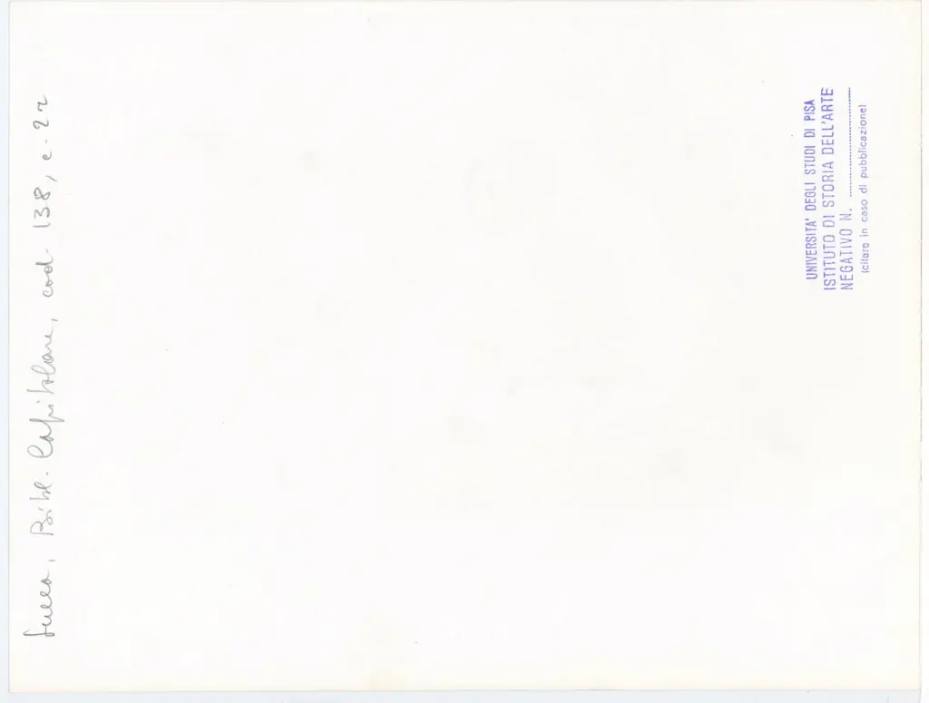 Universit&agrave; di Pisa. Dipartimento di Storia delle Arti , Anonimo italiano - sec. XIV, primo quarto - Lucca, Biblioteca Capitolare Feliniana, Ms. 138, f. 2r, particolare , retro