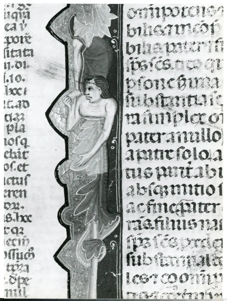 Universit&agrave; di Pisa. Dipartimento di Storia delle Arti , Anonimo italiano - sec. XIV, primo quarto - Lucca, Biblioteca Capitolare Feliniana, Ms. 138, f. 2r, particolare , fronte
