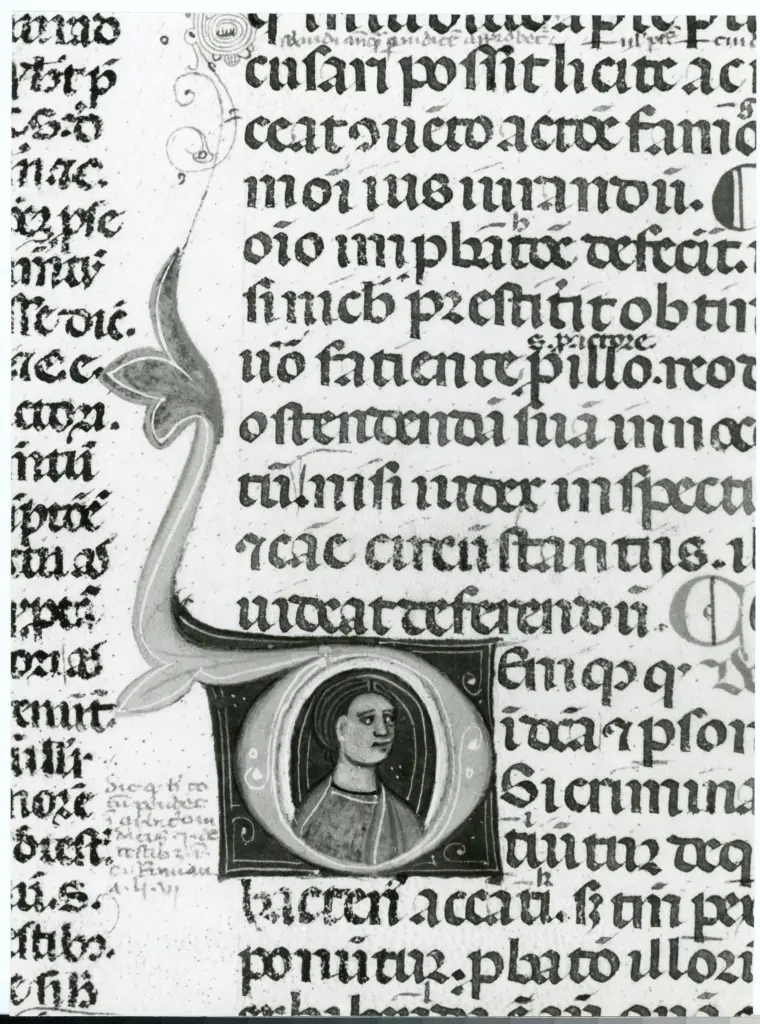 Universit&agrave; di Pisa. Dipartimento di Storia delle Arti , Anonimo italiano - sec. XIII/ XIV - Lucca, Biblioteca Capitolare Feliniana, Ms. 287, f. 86v, particolare , fronte