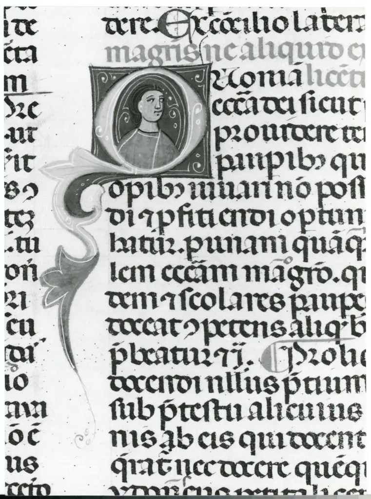 Università di Pisa. Dipartimento di Storia delle Arti , Anonimo italiano - sec. XIII/ XIV - Lucca, Biblioteca Capitolare Feliniana, Ms. 287, f. 180v, particolare , fronte