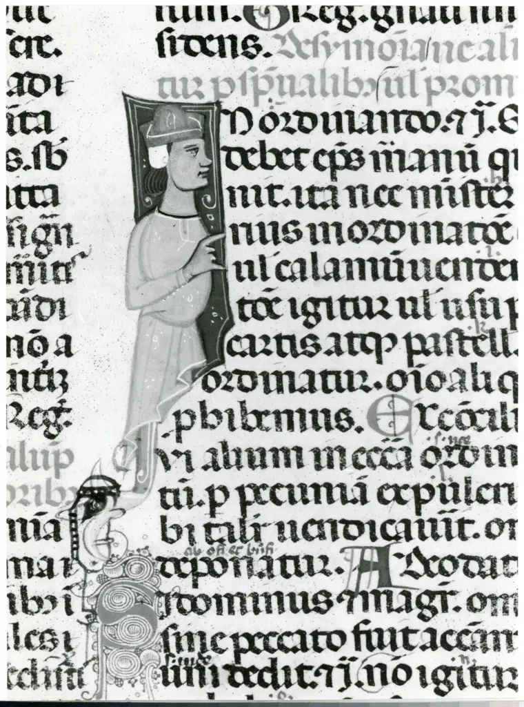 Universit&agrave; di Pisa. Dipartimento di Storia delle Arti , Anonimo italiano - sec. XIII/ XIV - Lucca, Biblioteca Capitolare Feliniana, Ms. 287, f. 175r, particolare , fronte