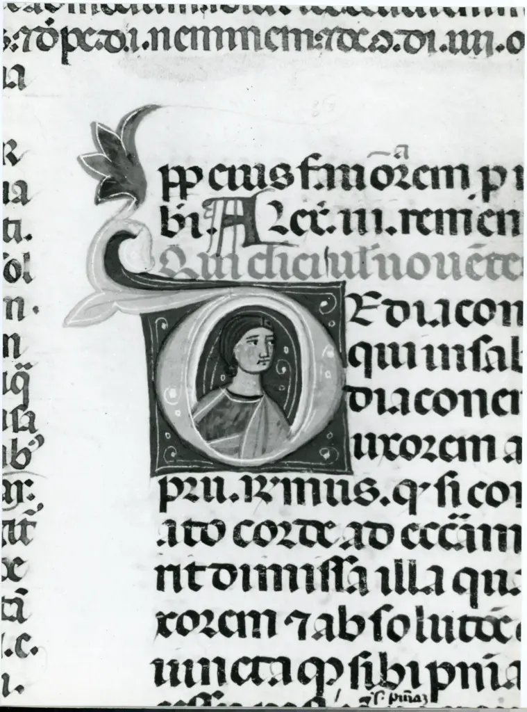 Universit&agrave; di Pisa. Dipartimento di Storia delle Arti , Anonimo italiano - sec. XIII/ XIV - Lucca, Biblioteca Capitolare Feliniana, Ms. 287, f. 159v, particolare , fronte