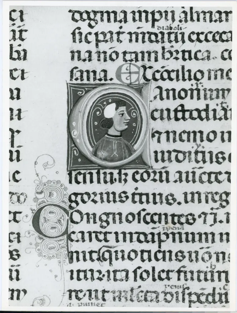Universit&agrave; di Pisa. Dipartimento di Storia delle Arti , Anonimo italiano - sec. XIII/ XIV - Lucca, Biblioteca Capitolare Feliniana, Ms. 287, f. 2r, particolare , fronte
