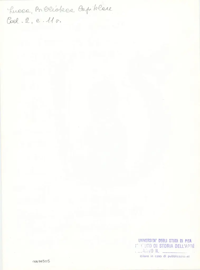 Università di Pisa. Dipartimento di Storia delle Arti , Anonimo italiano - sec. XI, fine - Lucca, Biblioteca Capitolare Feliniana, Ms. 2, f. 28v, particolare , retro