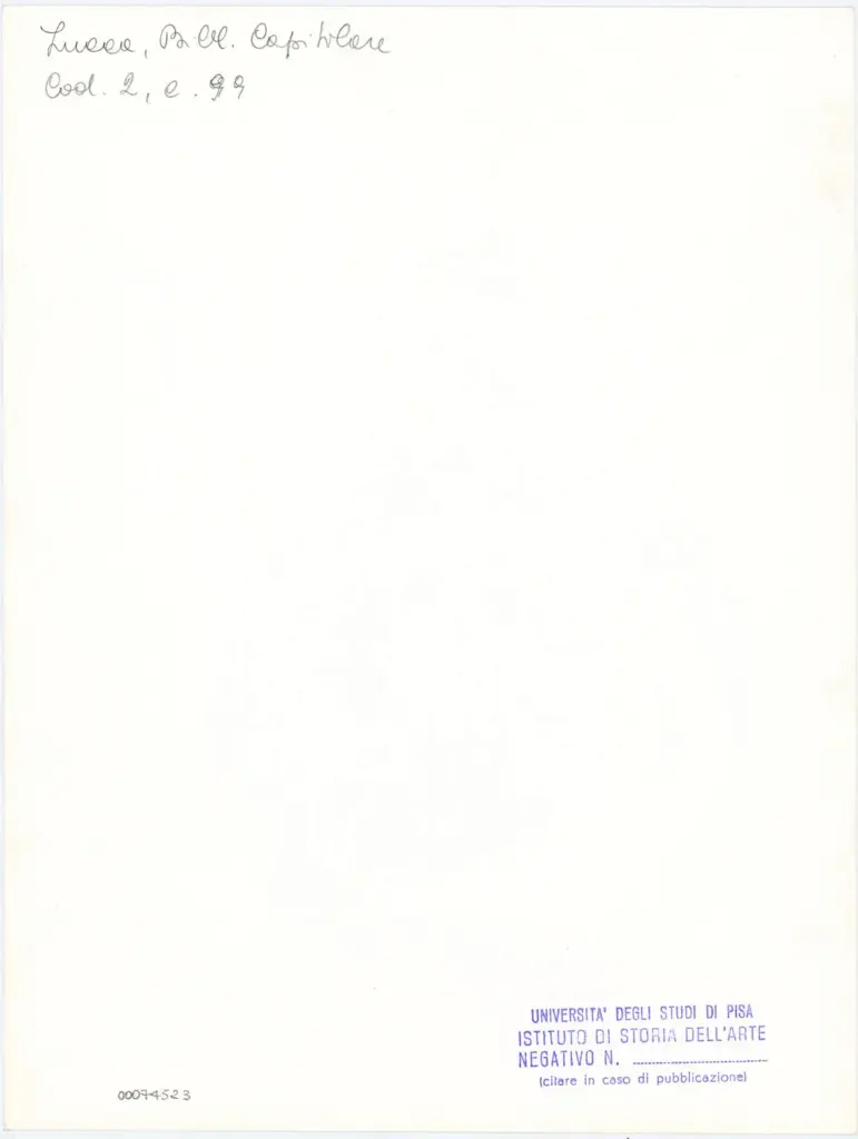 Universit&agrave; di Pisa. Dipartimento di Storia delle Arti , Anonimo italiano - sec. XI, fine - Lucca, Biblioteca Capitolare Feliniana, Ms. 2, f. 45r, particolare , retro