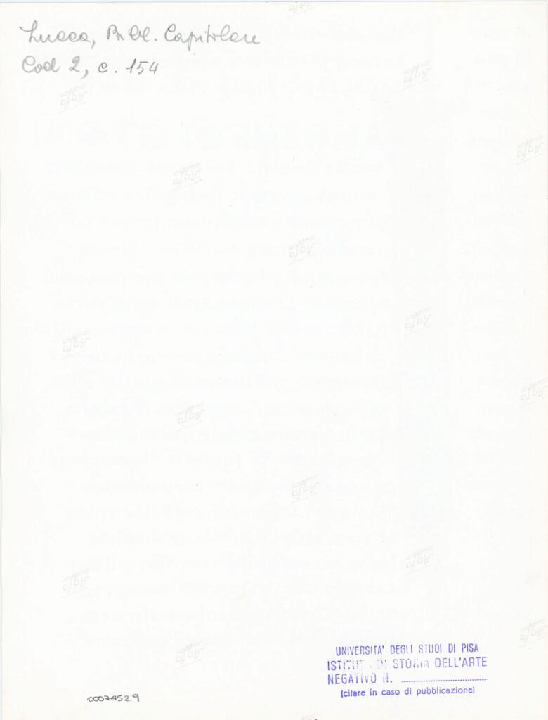Università di Pisa. Dipartimento di Storia delle Arti , Anonimo italiano - sec. XI, fine - Lucca, Biblioteca Capitolare Feliniana, Ms. 2, f. 154r, particolare , retro