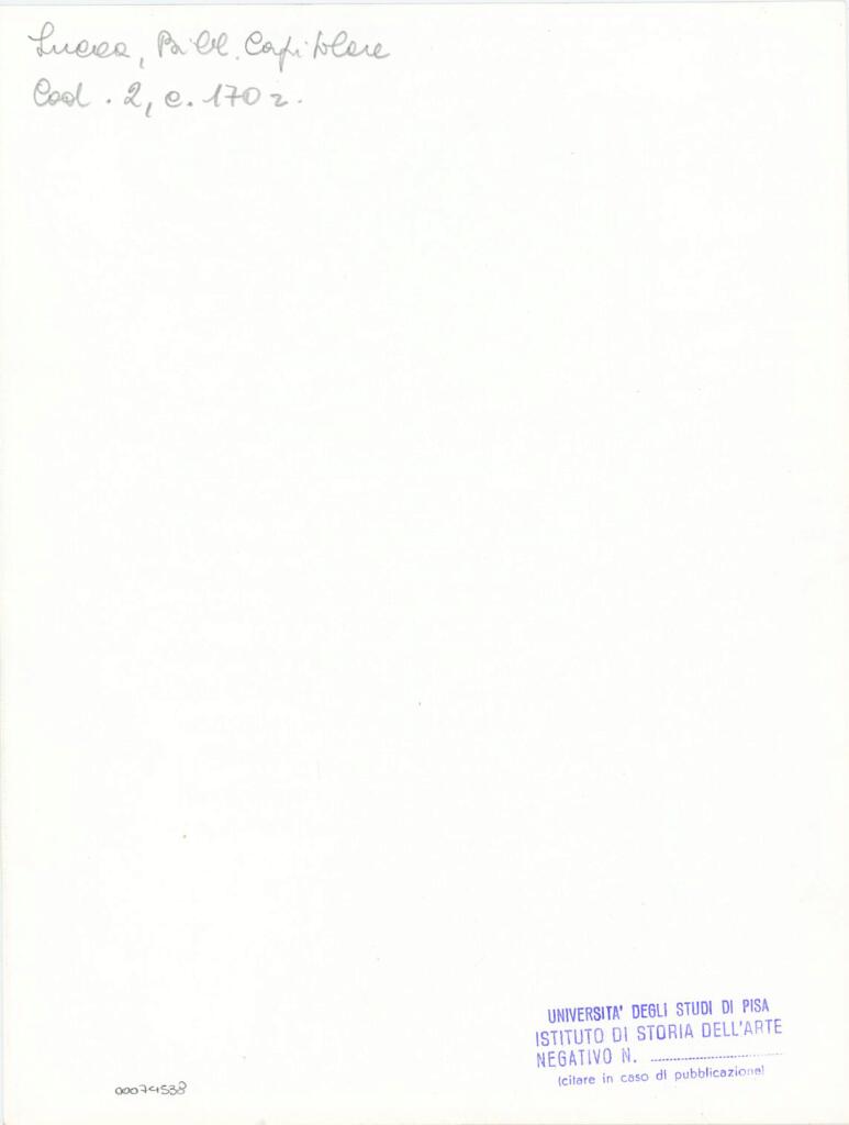 Università di Pisa. Dipartimento di Storia delle Arti , Anonimo italiano - sec. XI, fine - Lucca, Biblioteca Capitolare Feliniana, Ms. 2, f. 170r, particolare , retro