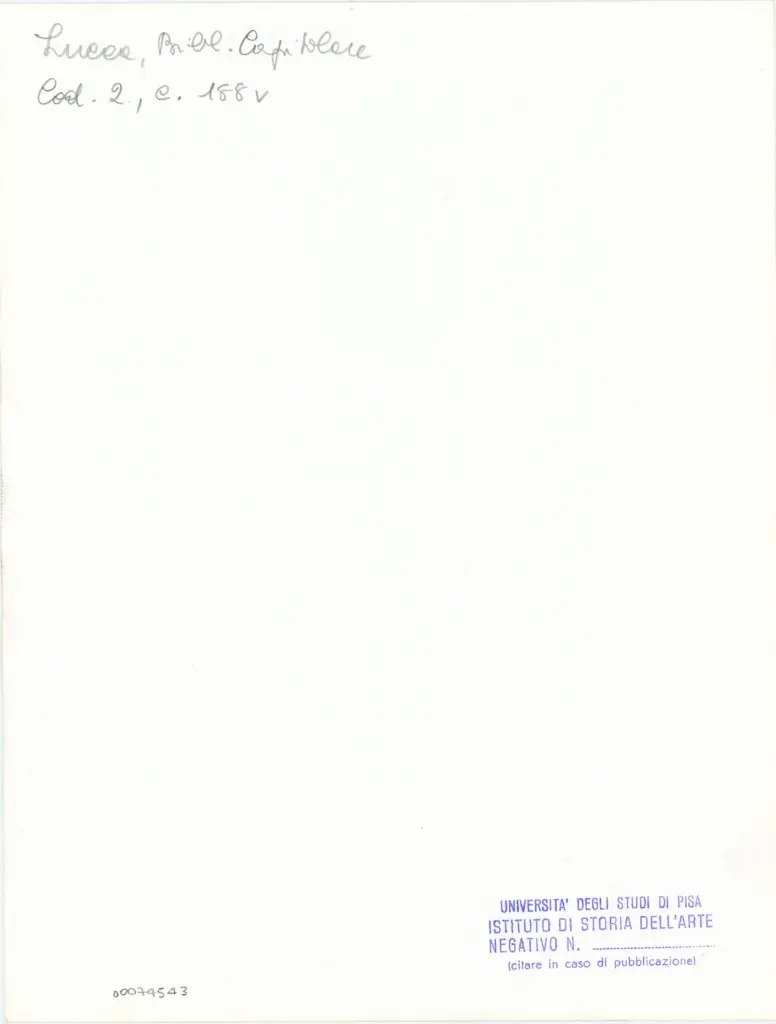Università di Pisa. Dipartimento di Storia delle Arti , Anonimo italiano - sec. XI, fine - Lucca, Biblioteca Capitolare Feliniana, Ms. 2, f. 188v, particolare , retro