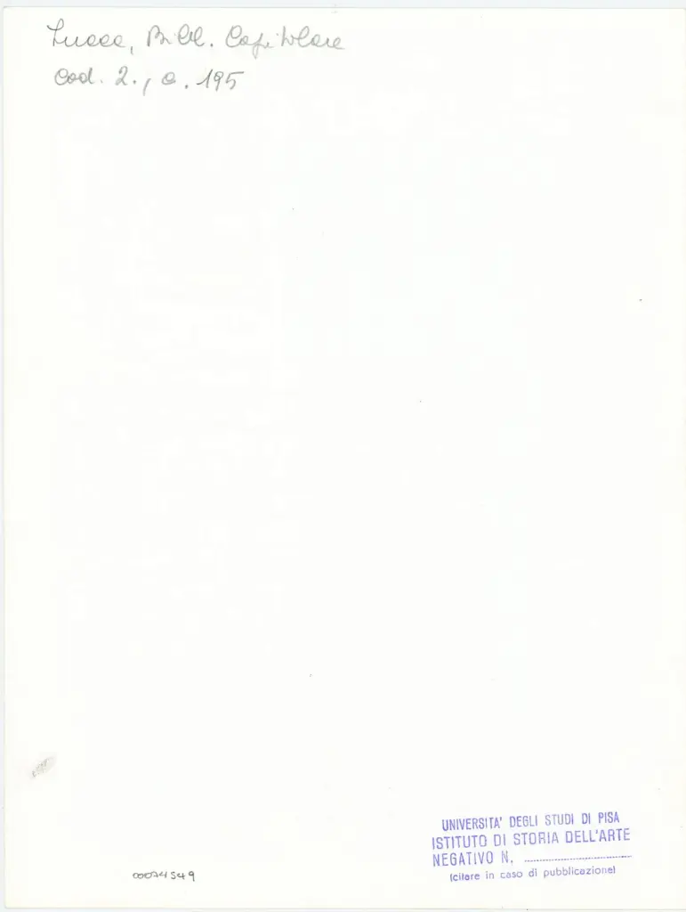 Università di Pisa. Dipartimento di Storia delle Arti , Anonimo italiano - sec. XI, fine - Lucca, Biblioteca Capitolare Feliniana, Ms. 2, f. 195r, particolare , retro