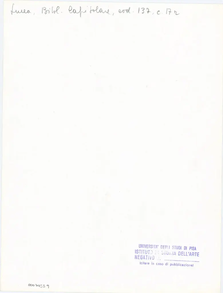 Università di Pisa. Dipartimento di Storia delle Arti , Anonimo italiano - sec. XIII, ultimo quarto - Lucca, Biblioteca Capitolare Feliniana, Ms. 137, f. 17r, particolare , retro