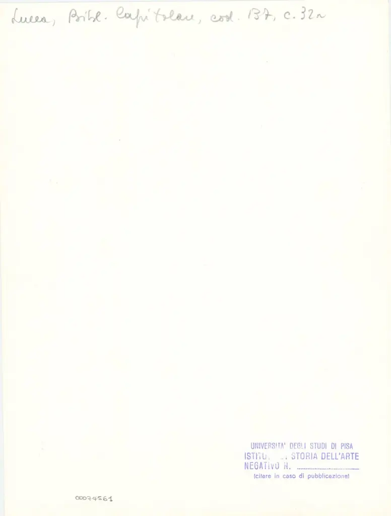 Università di Pisa. Dipartimento di Storia delle Arti , Anonimo italiano - sec. XIII, ultimo quarto - Lucca, Biblioteca Capitolare Feliniana, Ms. 137, f. 32r, particolare , retro